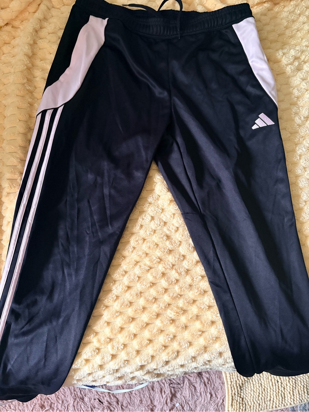 adidas Black track pants with Light Pink Trim for women